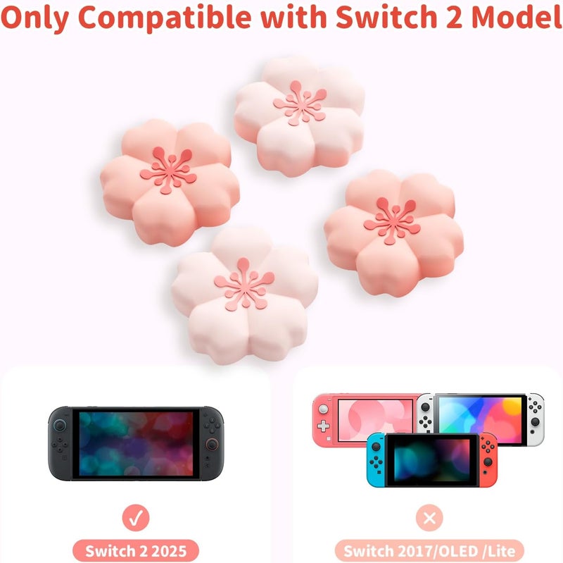 GEEKSHARE Sakura Thumb Grips Compatible with Nintendo Switch 2, Anti-Slip Silicone Switch 2 Joystick Caps with Original Design and Comfortable Grip(4PCS) - Image 2